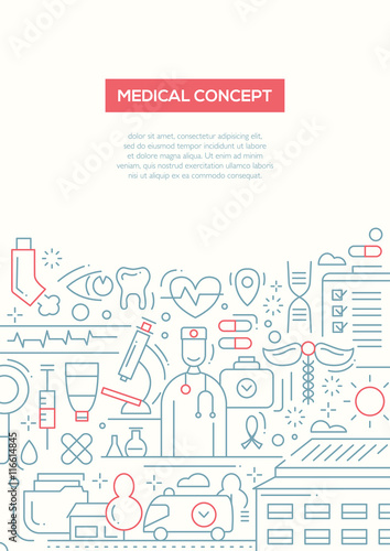 Medical Concept - line design brochure poster template A4