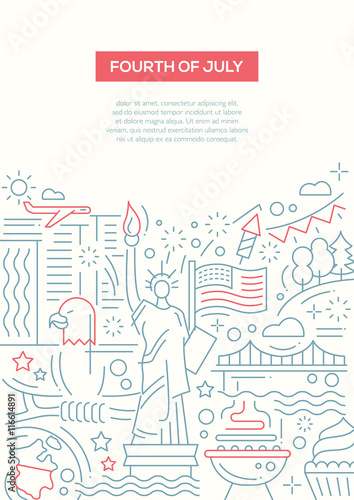 Independence Day - line design brochure poster template A4