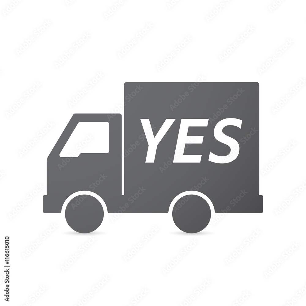 Isolated truck icon with the text YES Isolated truck icon with the text YES