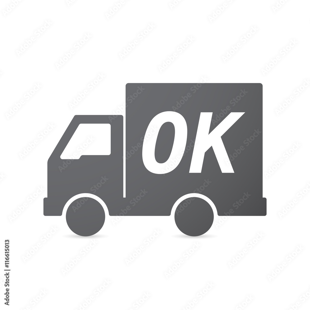 Isolated truck icon with the text OK Isolated truck icon with the text OK