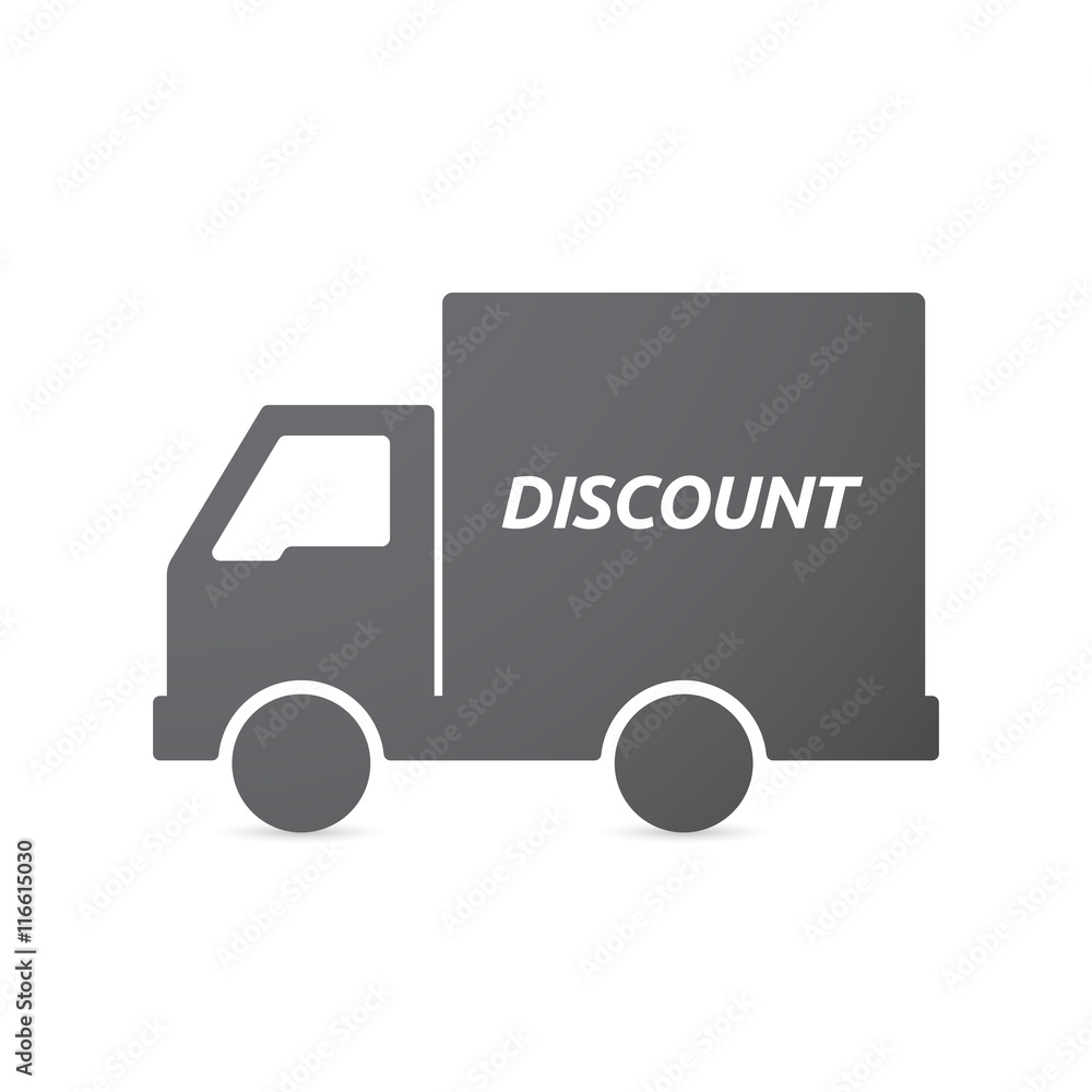 Isolated truck icon with the text DISCOUNT Isolated truck icon with the text DISCOUNT