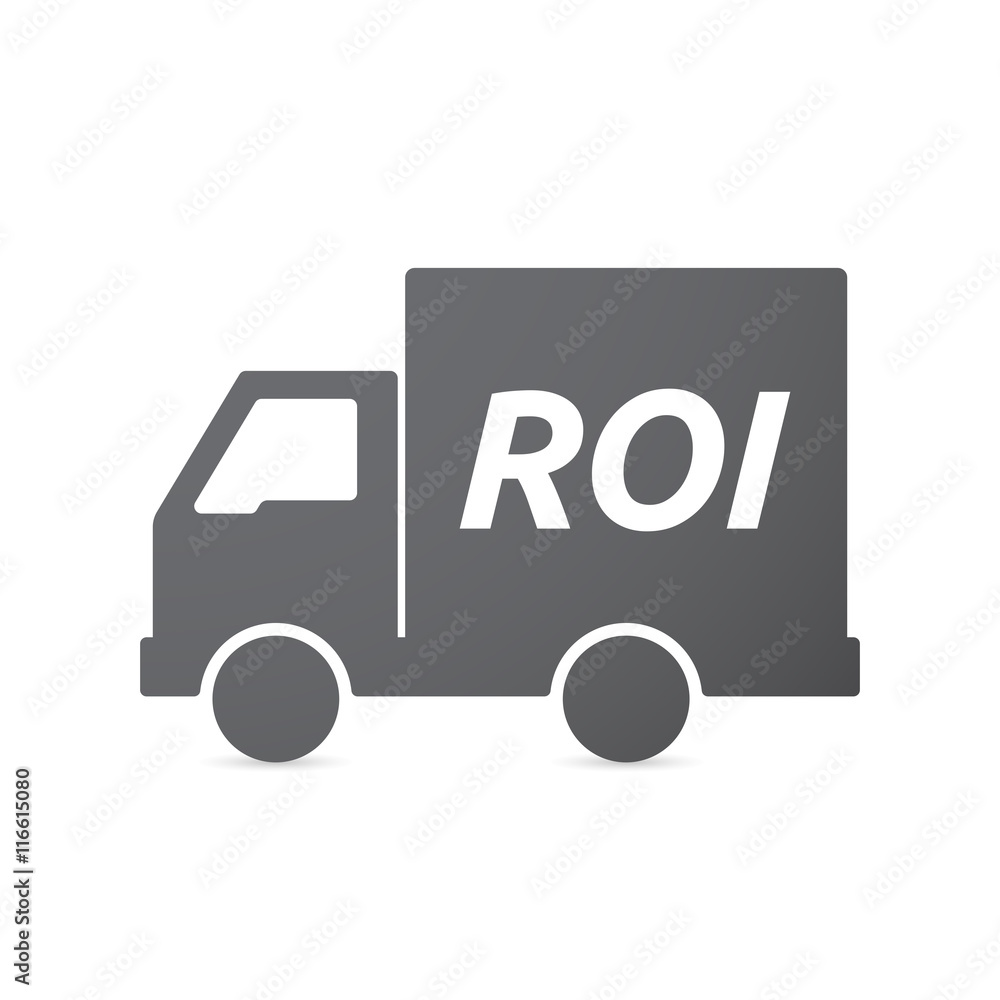Isolated truck icon with the return of investment acronym ROI Isolated truck icon with the return of investment acronym ROI