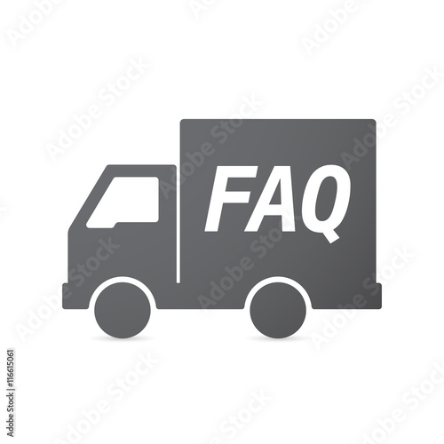 Isolated truck icon with    the text FAQ