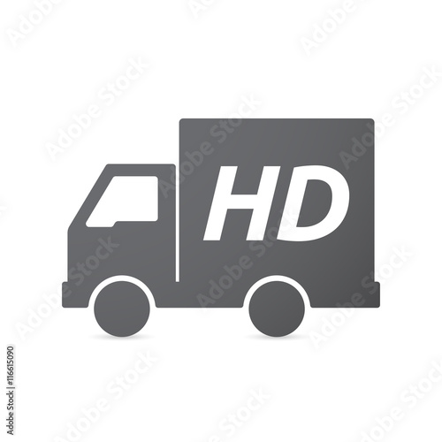 Isolated truck icon with    the text HD