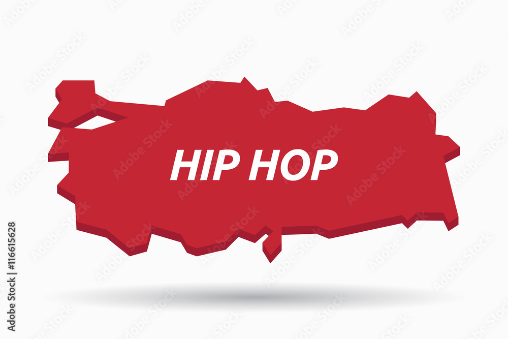 Isolated Turkey map with    the text HIP HOP