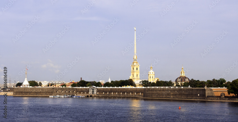 Panorama of Peter and Paul fortress in Saint-Petersburg