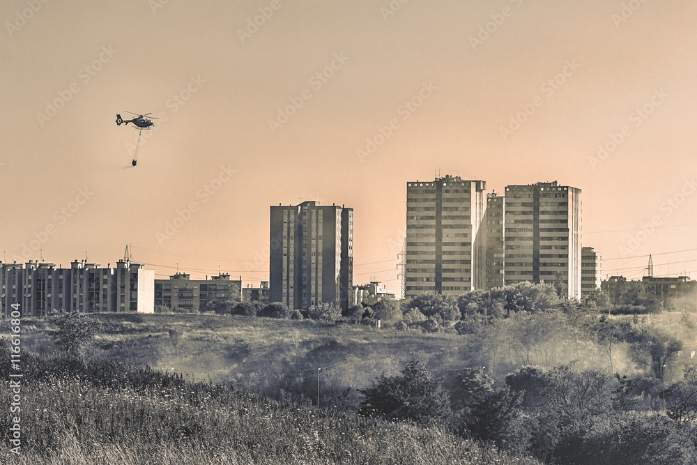 Fototapeta premium burned urban landscape