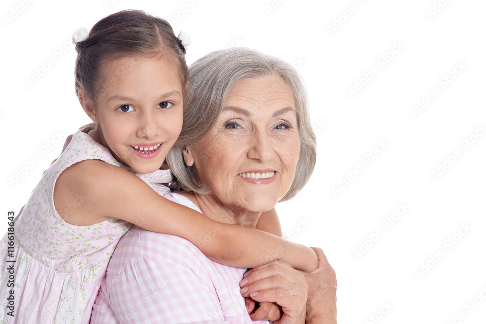 Grandmother with her cute granddaughter Grandmother with her cute granddaughter