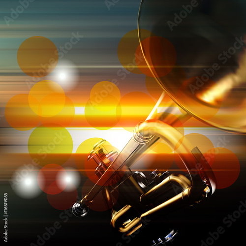abstract grunge background with trumpet