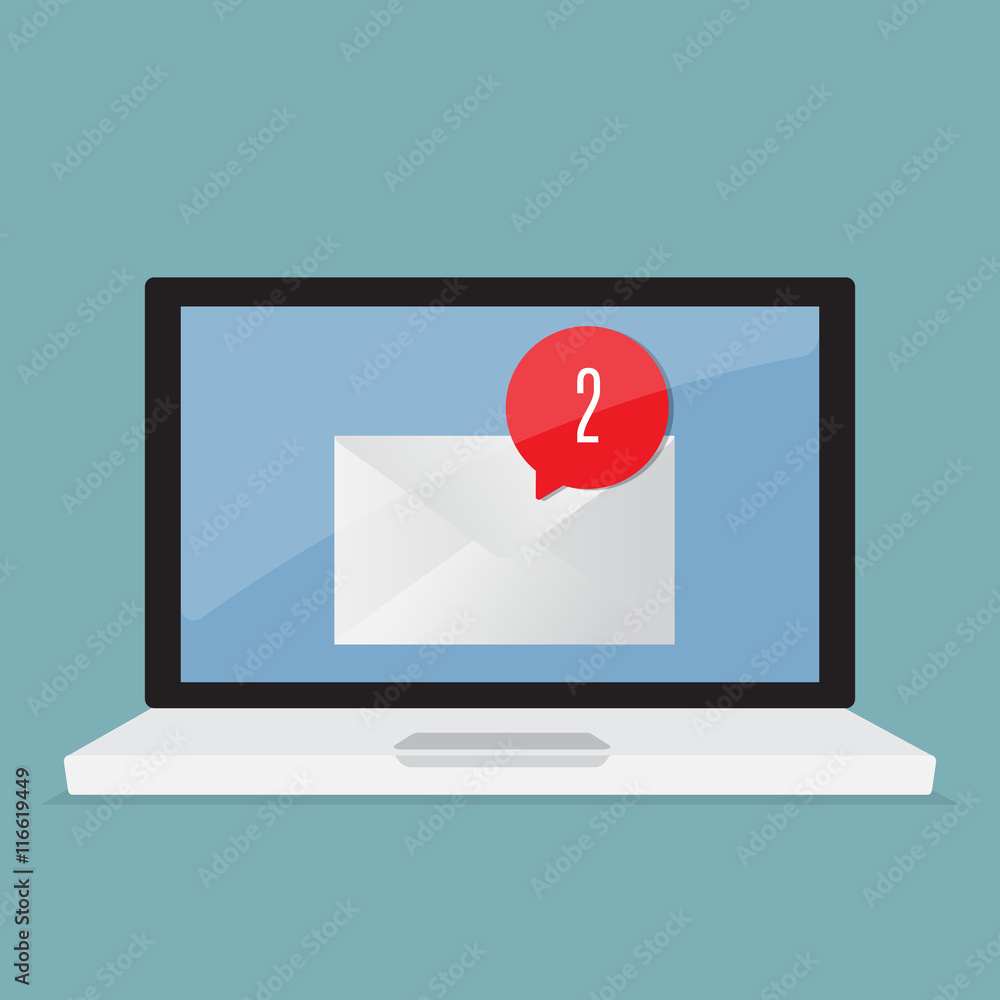 message alert icon with laptop message alert icon with laptop
