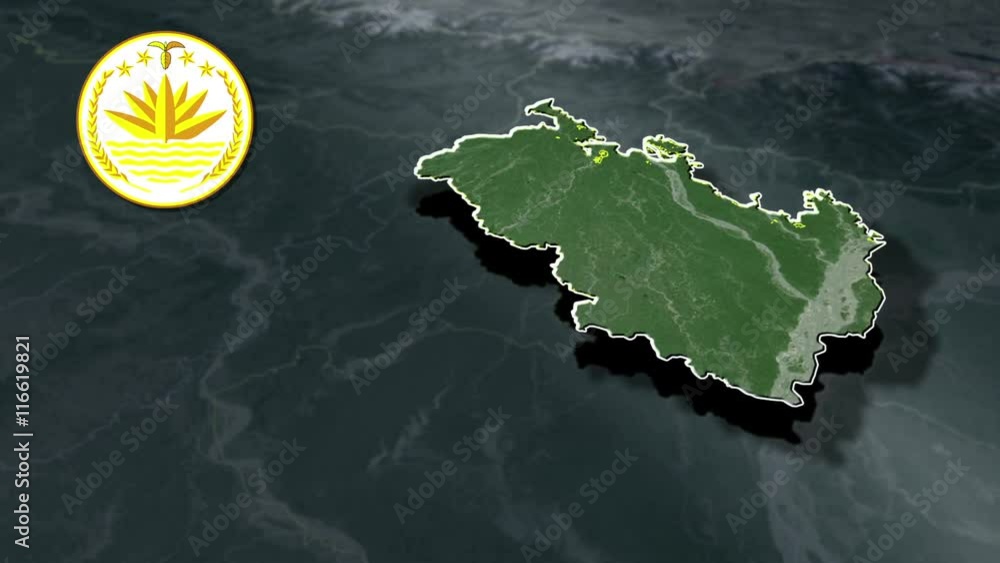Rangpur with Coat Of Arms Animation Map Divisions of Bangladesh vídeo