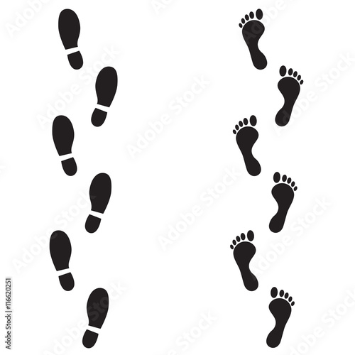 Footprint icon isolated on white background. Vector art.