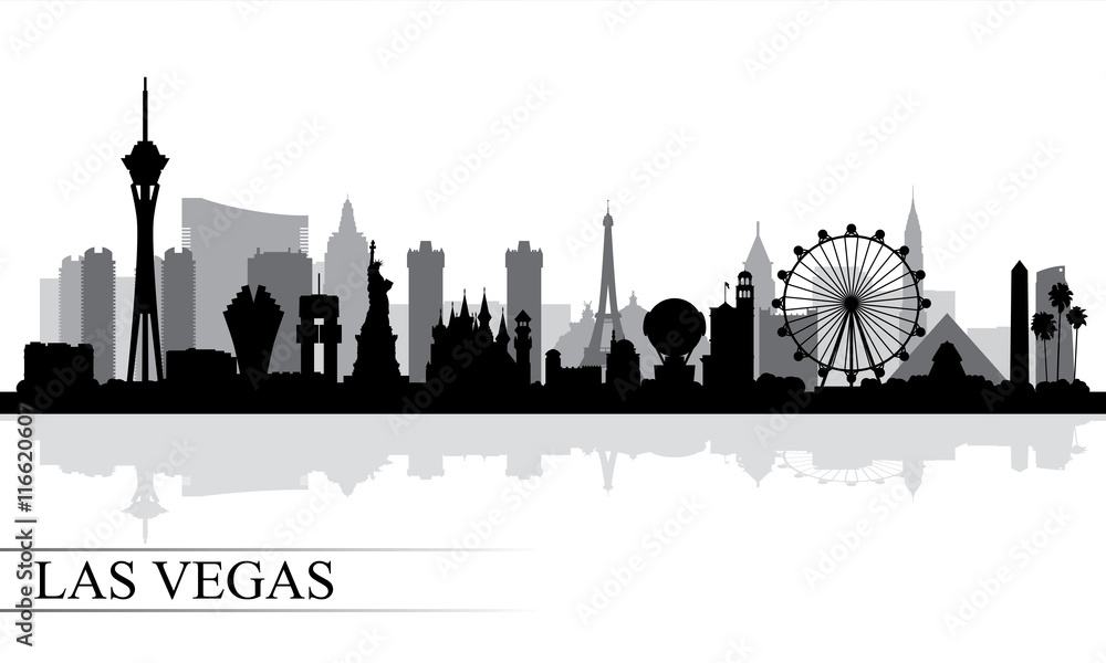 Las Vegas city skyline silhouette background - obrazy, fototapety, plakaty 