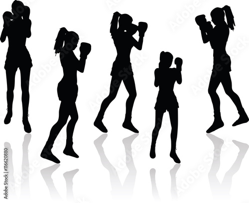 boxer woman vector silhouette