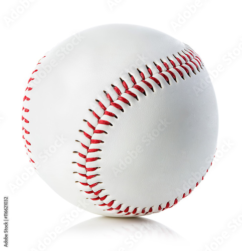 Baseball ball close-up on a white background.