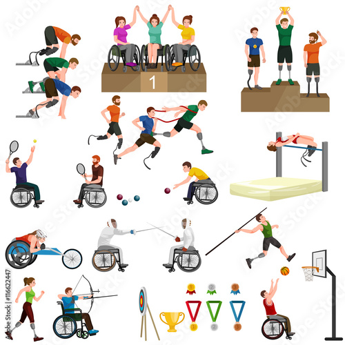 Disable Handicap Sport Paralympic Games Stick Figure Pictogram Icons