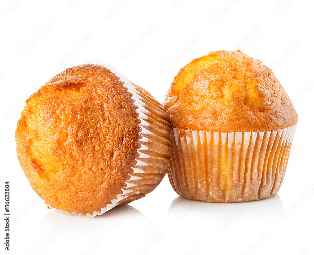 Muffins close-up isolated on white background. Muffins close-up isolated on white background.