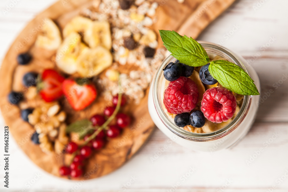 Muesli with berries dessert Muesli with berries dessert