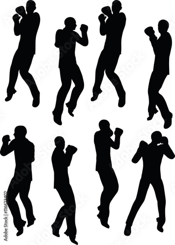 boxer businessman vector silhouette
