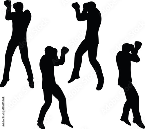 boxer businessman vector silhouette