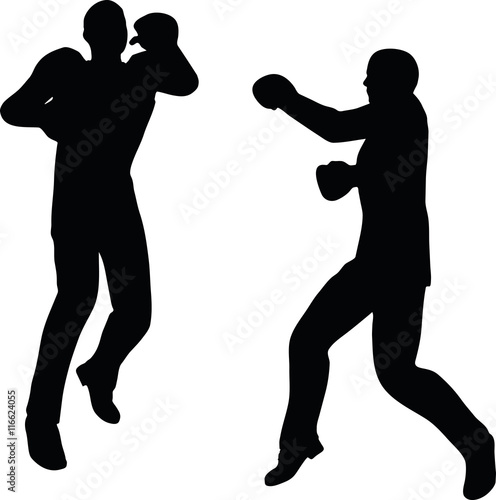 boxer businessman vector silhouette