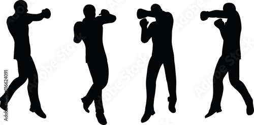 boxer businessman vector silhouette