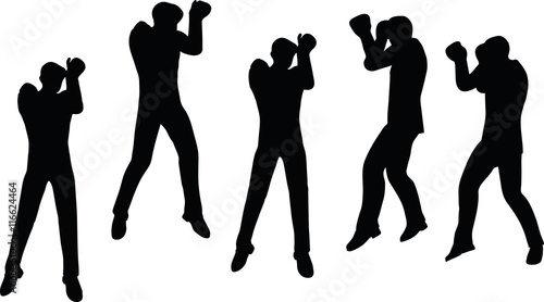 boxer businessman vector silhouette
