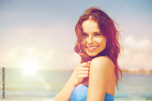 woman in bikini smiling