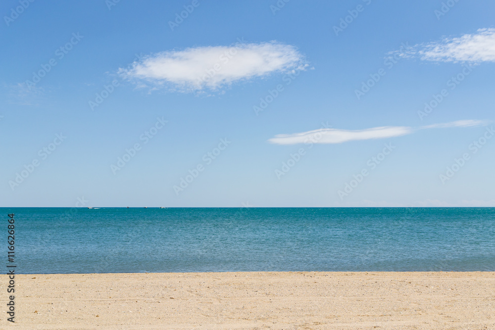 Sky, sea, sand. L'Ampolla, Catalonia, Spain