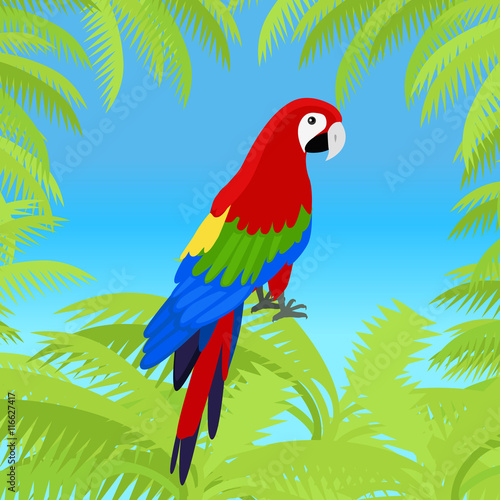 Ara Parrot Flat Design Vector Illustration
