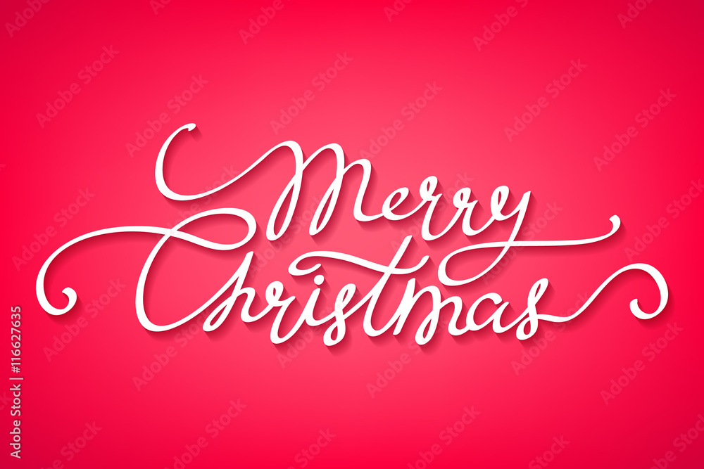 Merry Christmas greeting text vector illustration.