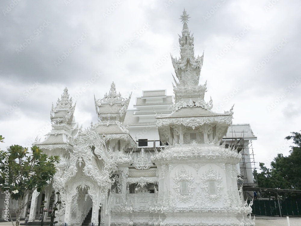 built sanctuary of white temple,Thailand.