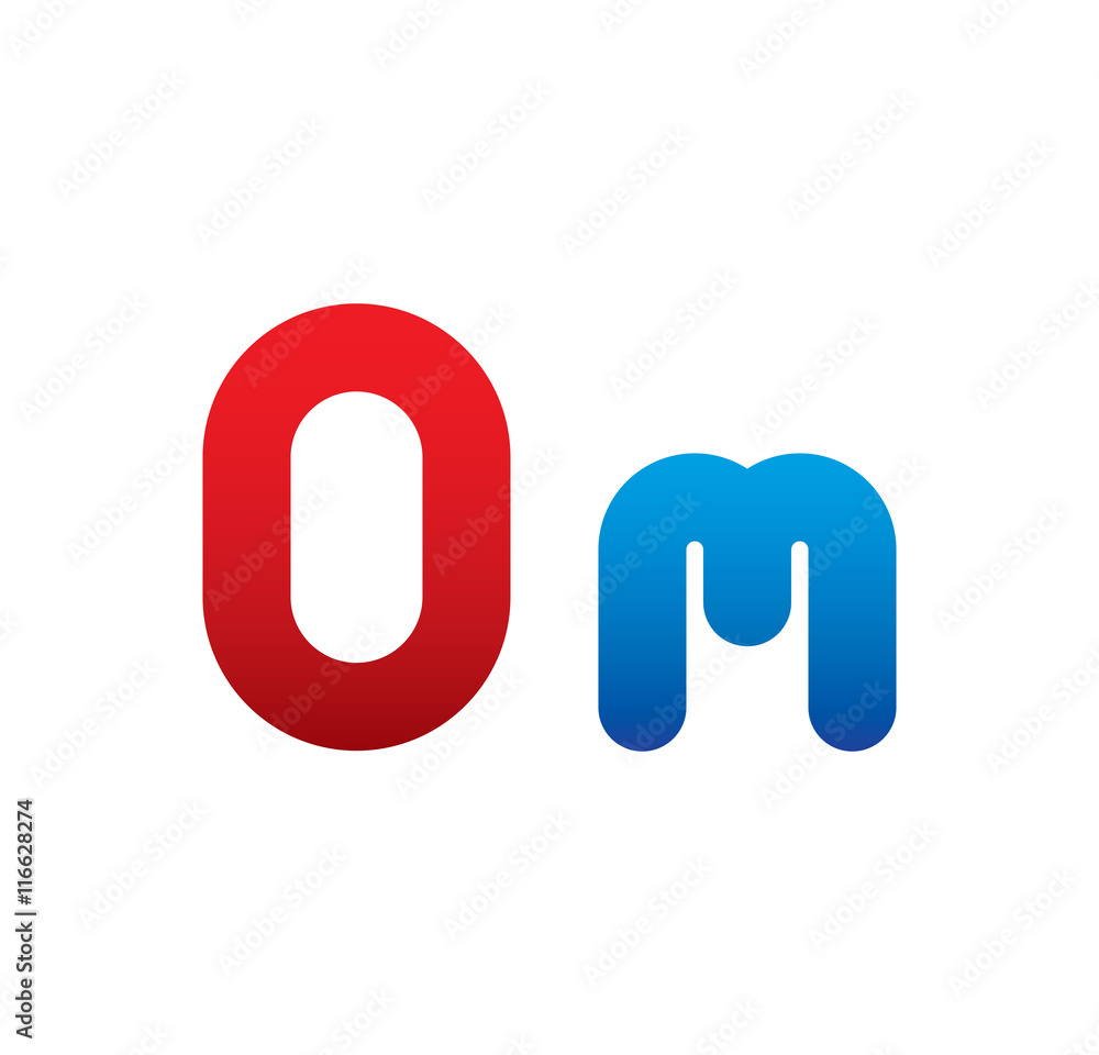 0m logo initial blue and red 0m logo initial blue and red
