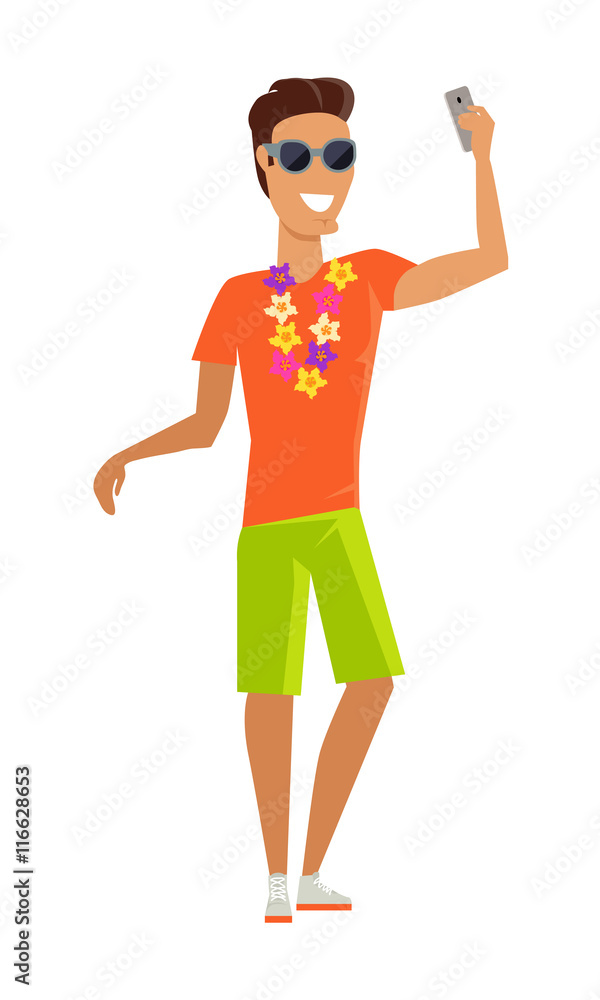 Young Man on Vacation Makes a Selfie Young Man on Vacation Makes a Selfie
