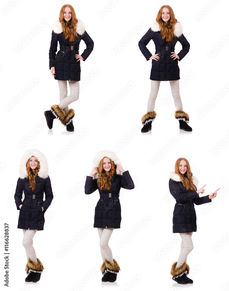 Pretty girl in warm clothes isolated on white Pretty girl in warm clothes isolated on white