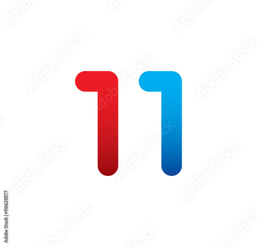 11 logo initial blue and red 
