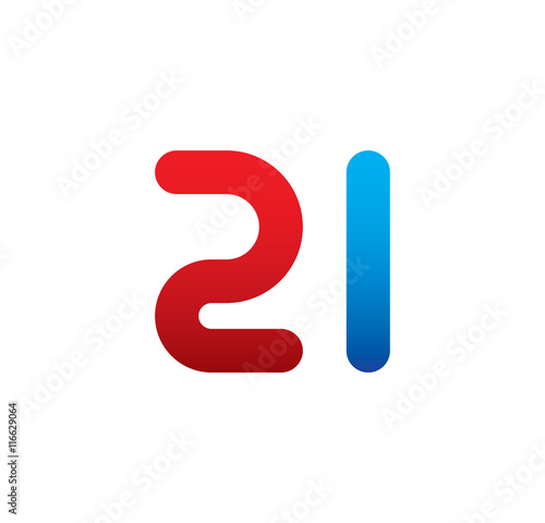 Fototapeta Naklejka Na Ścianę i Meble -  2l logo initial blue and red 