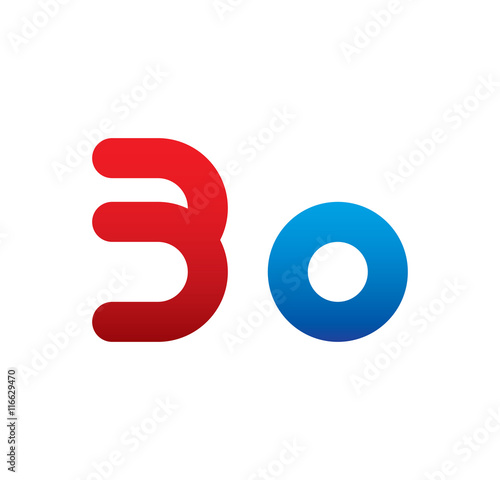 3o logo initial blue and red 