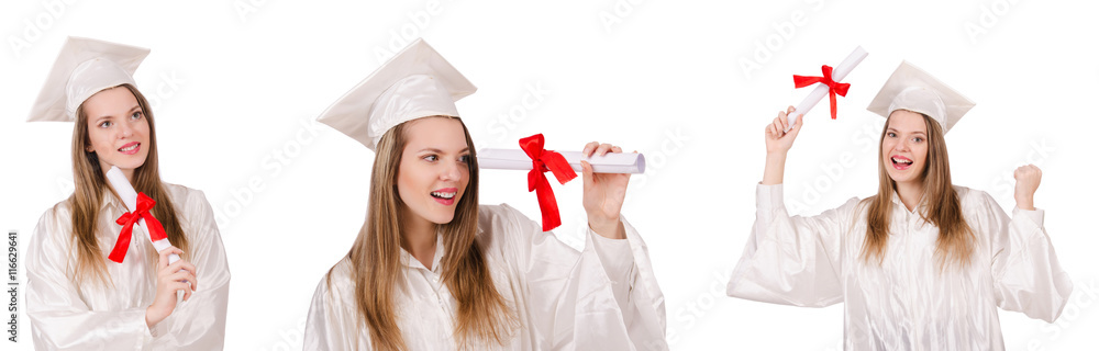 Woman student isolated on white background Woman student isolated on white background