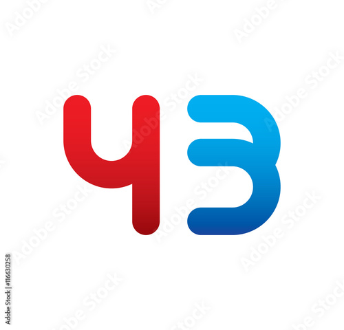 43 logo initial blue and red 