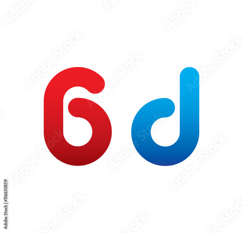 6d logo initial blue and red  photo