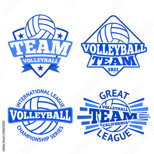 Set of vector volleyball badges, logo templates etc.