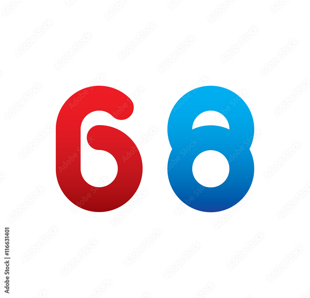 68 logo initial blue and red 68 logo initial blue and red