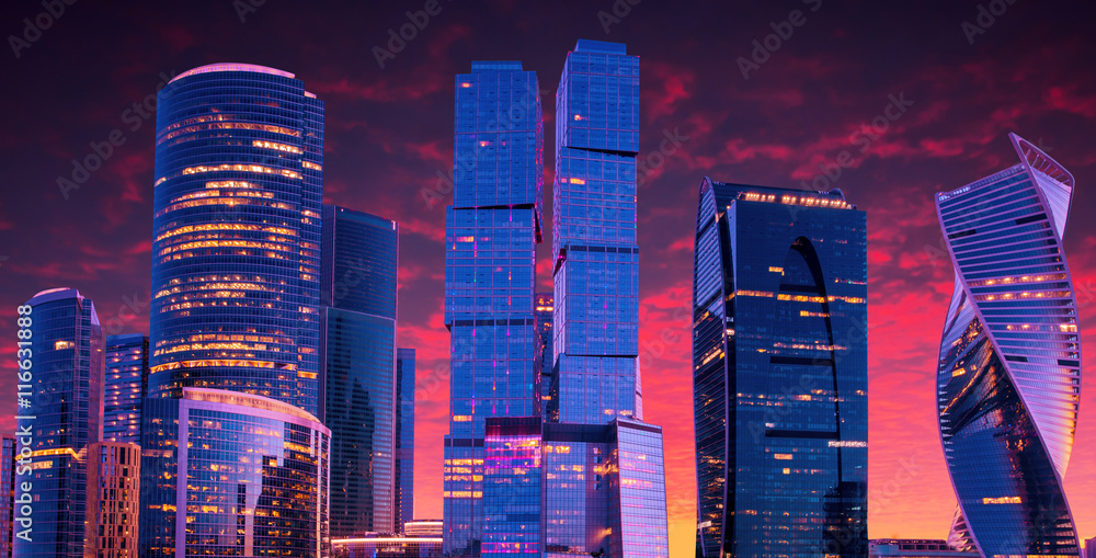 Obraz premium Moscow-city, Russia. Moscow International Business Center. at sunset