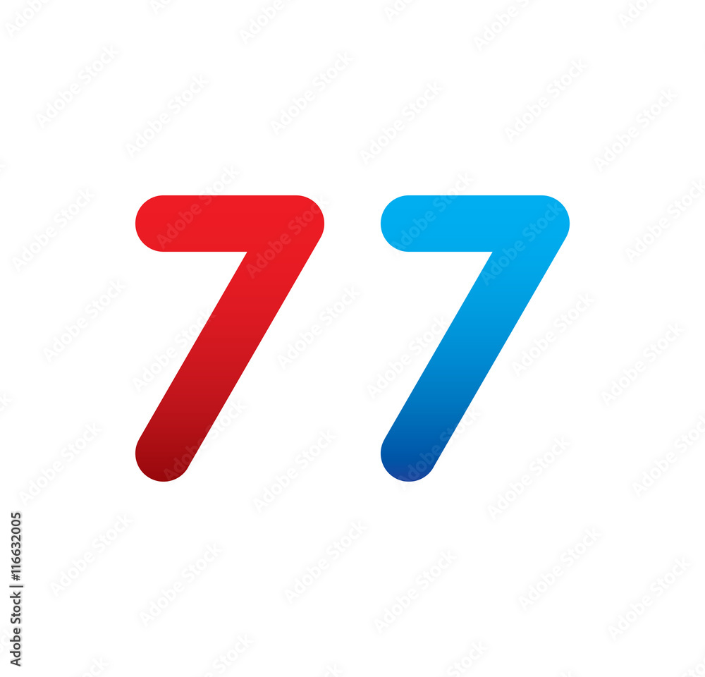 77 logo initial blue and red 77 logo initial blue and red