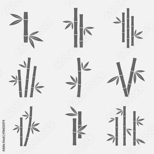 Bamboo icons vector set
