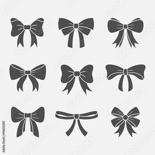 Bows with ribbons vector set