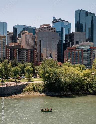 Rafting down the Bow River in Calgary