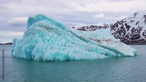 view of the glaciers and icebergs in the svalbard islands in the artic