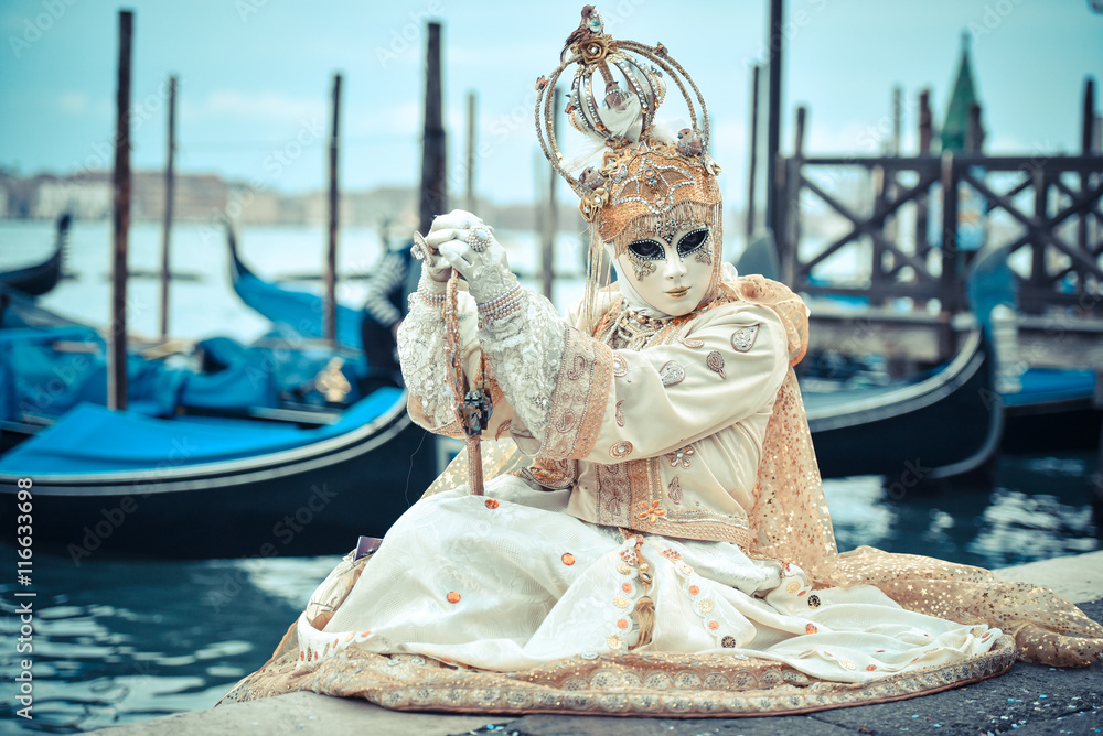 Beautifull Venetian masked model from the Venice Carnival 2015 w
